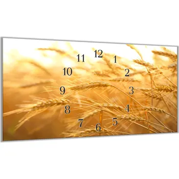Hodiny Glasdekor Nástěnné hodiny klasy pšeničné pole 30x60cm Materiál: plexi