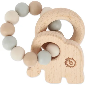Hračka pro kojence Bieco - Silikonové kousátko s dřevěným slonem