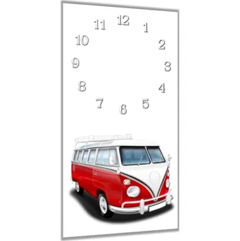 Hodiny Glasdekor Nástěnné hodiny 30x60cm autobus VW veterán Materiál: kalené sklo