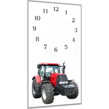 Hodiny Glasdekor Nástěnné hodiny 30x60cm traktor Case bílé pozadí Materiál: plexi