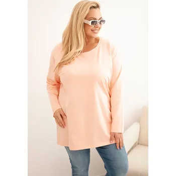 Dámská halenka Kesi Dámská halenka Plus Size 6890 s kulatým výstřihem Barva: Oranžová, Velikost: 4XL/5XL