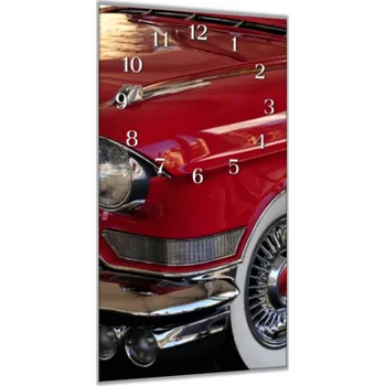 Hodiny Glasdekor Nástěnné hodiny 30x60cm detail červený veterán Materiál: plexi