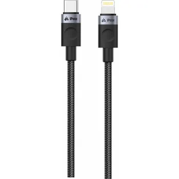 Datový kabel iPEAX Textilní kabel USB-C / lightning 1 m, USB 2.0, černý
