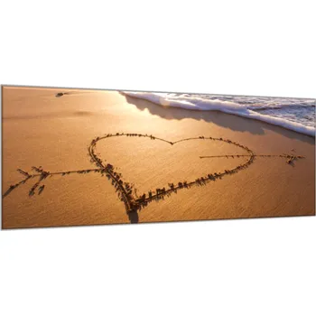 Obraz Glasdekor Obraz skleněný srdce v písku Rozměry-obdélník V/Š: 30 x 60 cm