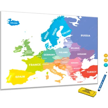 Glasdekor Metalová magnetická tabule - barevná mapa světa Rozměr V/Š: 90 x 60 cm