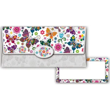 Obálka Na peníze Motýlci barevní, šedá