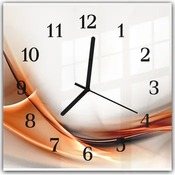 Hodiny Glasdekor Nástěnné hodiny 30x30cm abstraktní oranžová vlna Materiál: plexi