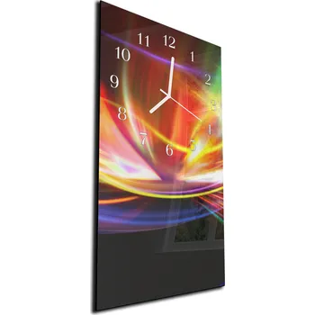 Hodiny Glasdekor Nástěnné hodiny 30x60cm abstraktní vlna s barevným design Materiál: kalené sklo