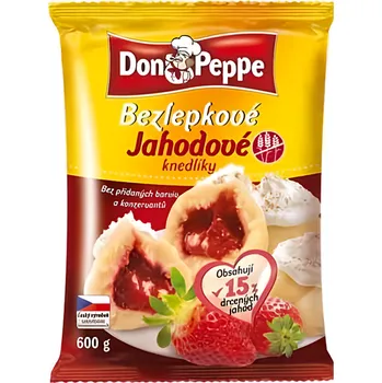 Potravina Don Peppe Bezlepkové jahodové knedlíky 600g