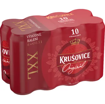 Pivo Krušovice 10 XXL plech, 8x500ml 4l