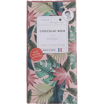 Čokoláda L'Eclair De Génie Hořká čokoláda bez přidaného cukru s mandlemi 90g