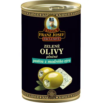oliva Franz Josef Kaiser Zelené olivy ve slaném nálevu plněné sýrovou pastou 300g