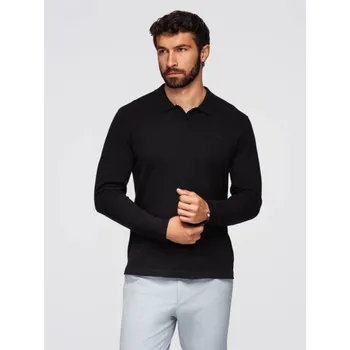 Ombre Clothing Pánská polokošile s dlouhým rukávem a ozdobnou nášivkou černá v1 om-pols-0140