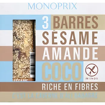 Monoprix Tyčinky se sezamem, mandlemi a kokosem 75g