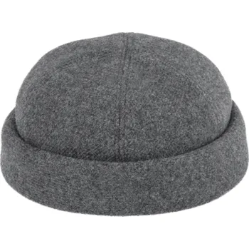 Čepice Fiebig - Headwear since 1903 Vlněná světle šedá čepice Shetland melange - Docker cap - zimní vlněná čepice Velikost: 61 cm (XL)