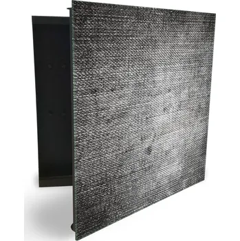 Skříňka na klíč Glasdekor skříňka na klíče - textura černo šedé jeans Otevírání: Pravé, Barva skříňky: Bílá