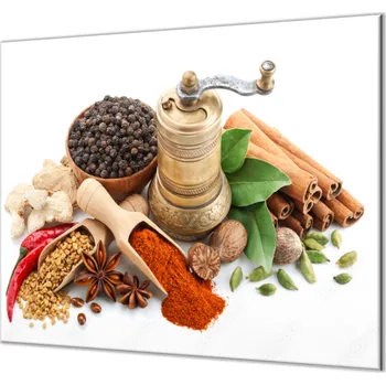 Kuchyňské prkénko Glasdekor Ochranná deska mlýnek a různé koření Rozměr V/Š: 40x60 cm, Lepení na zeď: Bez lepení na zeď