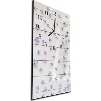 Hodiny Glasdekor Nástěnné hodiny květy šeříku, bílé dřevo 30x60cm Materiál: plexi