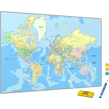 Glasdekor Metalová magnetická tabule - mapa světa Rozměr V/Š: 40 x 60 cm