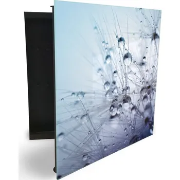 Skříňka na klíč Glasdekor skříňka na klíče - modré orosené chmýří pampelišky Otevírání: Levé, Barva skříňky: Bílá