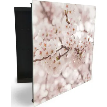 Skříňka na klíč Glasdekor skříňka na klíče - rozkvetlá větev třešně Otevírání: Levé, Barva skříňky: Bílá