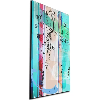 Hodiny Glasdekor Nástěnné hodiny 30x60cm malované tyrkys vektor pruhy Materiál: plexi
