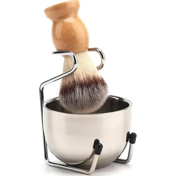 Mýdlenka Nerezová miska na mýdlo na holení s držákem na štětku QSHAVE - stříbrná