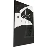 Glasdekor Nástěnné hodiny 30x60cm černo bílý malovaný abstrakt Materiál: kalené sklo