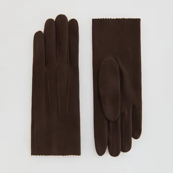 Čepice Reserved - Rukavice z imitace semiše - tmavě hnědá - 475FE-89X - 475FE-89X-L