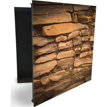 Skříňka na klíč Glasdekor skříňka na klíče - hnědá zeď ze štípaného kamene Otevírání: Levé, Barva skříňky: Bílá