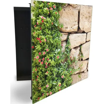 Skříňka na klíč Glasdekor skříňka na klíče - popínavé listí a květy na zdi Otevírání: Levé, Barva skříňky: Bílá