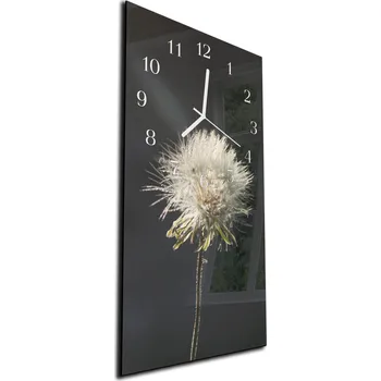 Hodiny Glasdekor Nástěnné hodiny odkvetlý květ černé pozadí 30x60cm Materiál: plexi