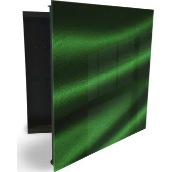 Skříňka na klíč Glasdekor skříňka na klíče - zelená tkanina abstrakce Otevírání: Pravé, Barva skříňky: Bílá