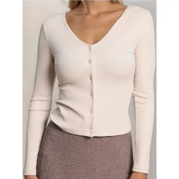 Sinsay - Žebrovaná halenka - béžová - 744EU-08X - 744EU-08X-XS