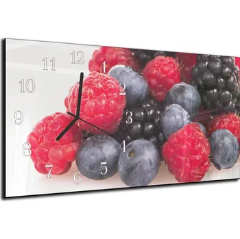 Hodiny Glasdekor Nástěnné hodiny zahradní ovoce bílé pozadí 30x60cm Materiál: plexi