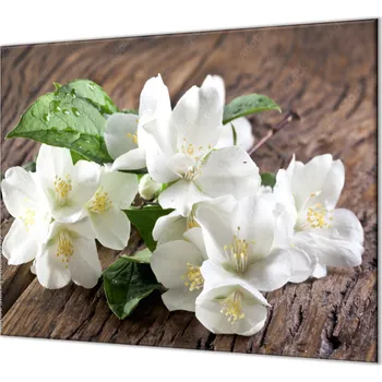 Příslušenství pro sporák Glasdekor Ochranná deska bílé květy jasmínu Rozměr V/Š: 65x90 cm, Lepení na zeď: Bez lepení na zeď