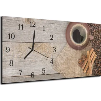 Hodiny Glasdekor Nástěnné hodiny 30x60cm hrníček, káva, skořice, badyán Materiál: plexi