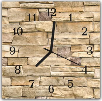 Hodiny Glasdekor Nástěnné hodiny 30x30cm obklad z pískové cihly Materiál: plexi
