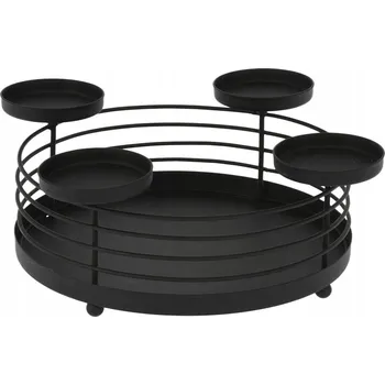 Svícen svícen na 4 svíčky kulatý průměr 32x11cm kovový drátěný černý