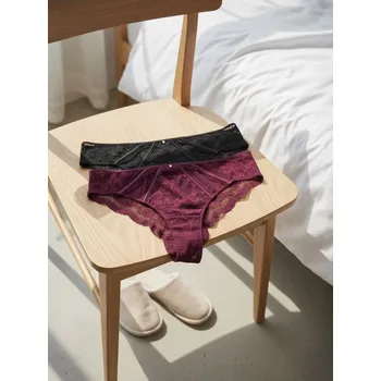Kalhotky Sinsay - Krajkové brazilky 2 balení - tmavě fialová - 887EO-49X - 887EO-49X-XS