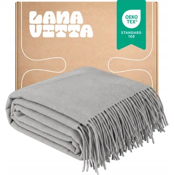 deka Vlněná deka "Grand" teplá, 100% vlna, pléd šedý 140x200 cm