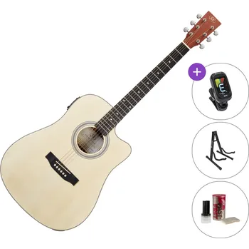 Elektroakustická kytara SX SD304TCE SET Natural Elektroakustická kytara Dreadnought