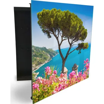 Skříňka na klíč Glasdekor skříňka na klíče - scénický pohled Amalfi pobřeží Otevírání: Levé, Barva skříňky: Bílá