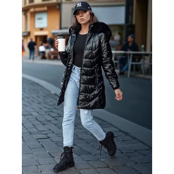 Dámská dlouhá zimní bunda s kapucí SHINE Dstreet TY4483 Barva: Černá, Velikost: M