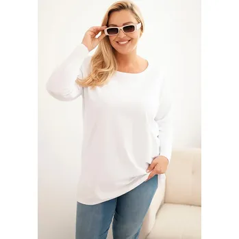 Dámská halenka Kesi Dámská halenka Plus Size 6890 s kulatým výstřihem Barva: Bílá, Velikost: 4XL/5XL