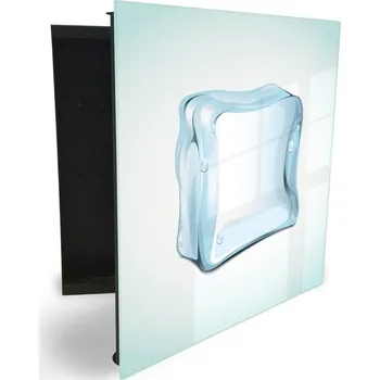 Skříňka na klíč Glasdekor skříňka na klíče - modrá ledová kostka abstrakt Otevírání: Levé, Barva skříňky: Bílá