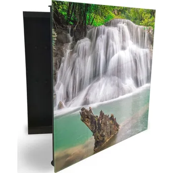 Skříňka na klíč Glasdekor skříňka na klíče - vodopád národní park v Thajsku Otevírání: Levé, Barva skříňky: Bílá