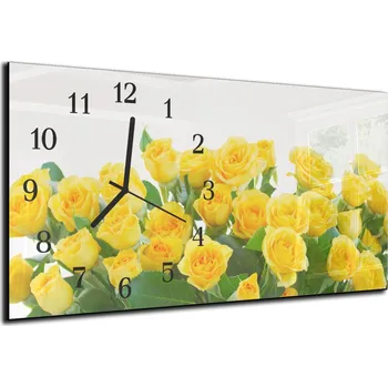 Hodiny Glasdekor Nástěnné hodiny kytice žluté růže 30x60cm Materiál: plexi