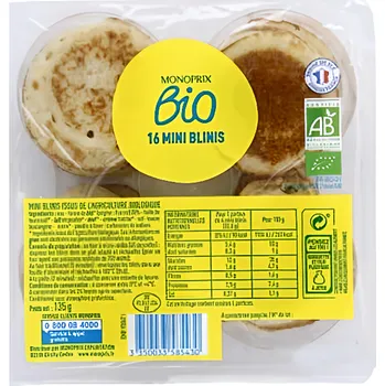 Monoprix Bio mini lívanečky 16ks 135g