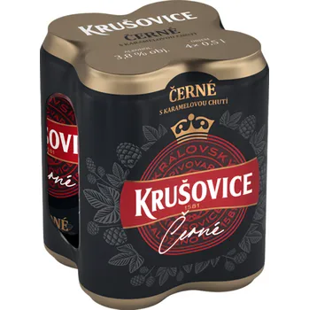 Pivo Krušovice Černé pivo 4x500ml plech 2l